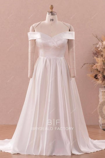 plus-size-elegant-off-shoulder-satin-a-line-simple-wedding-dress-black-1