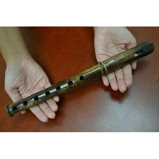 handmade-carved-wood-flute-13-inch-brown-1