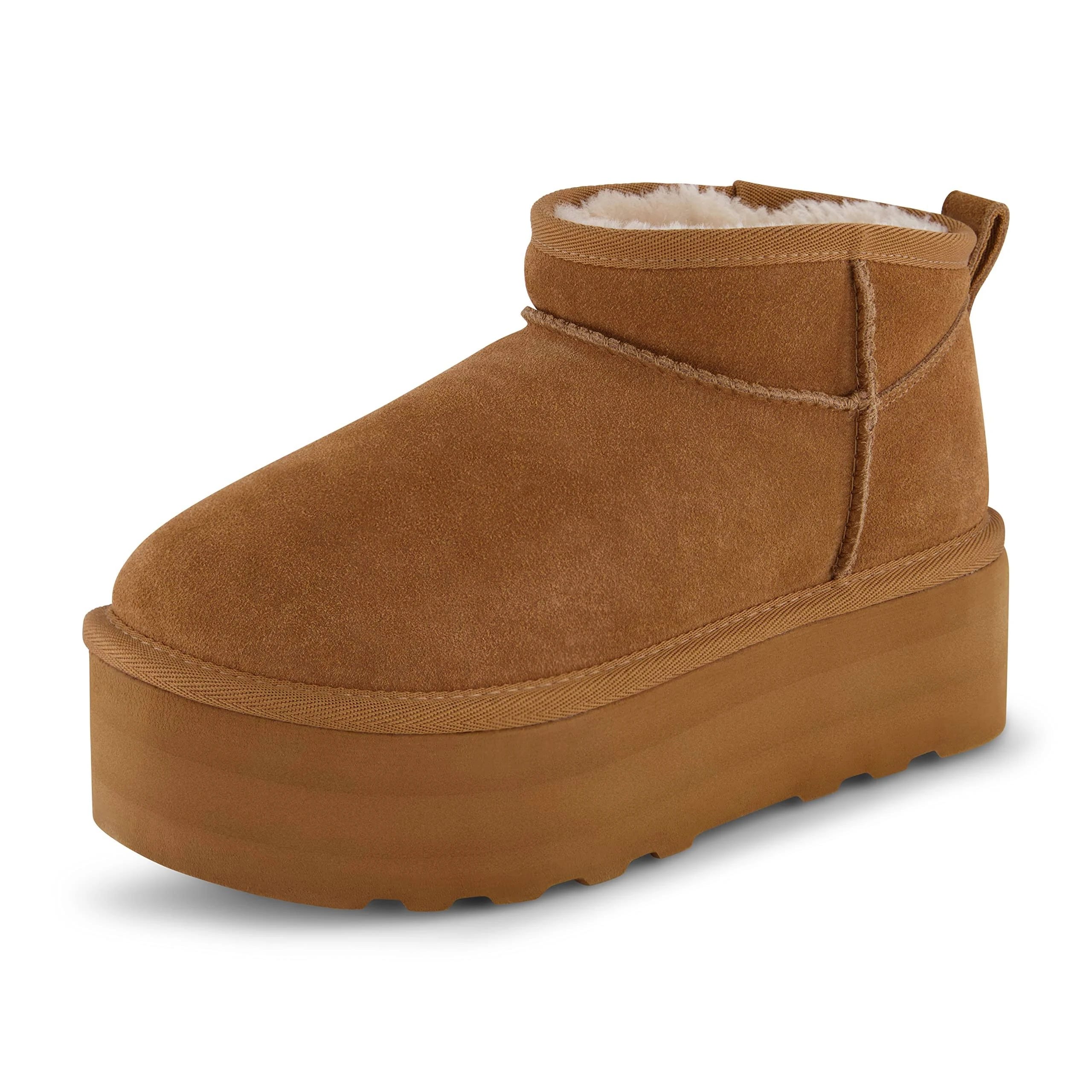 Cozy Suede Platform Boot with Memory Foam Cushioning and Slip-On Design | Image
