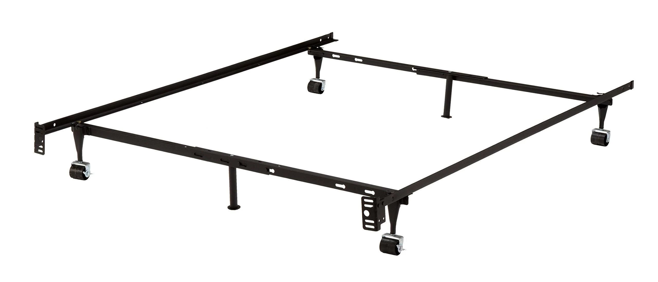 Easily Adjustable Full XL Metal Bed Frame - Black Finish, Convenient for Queen and Full Sizes | Image