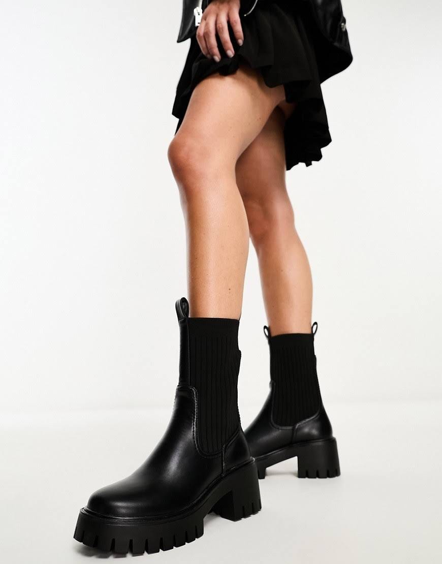 Platform Sock Boots by Simmi London in Black | Image