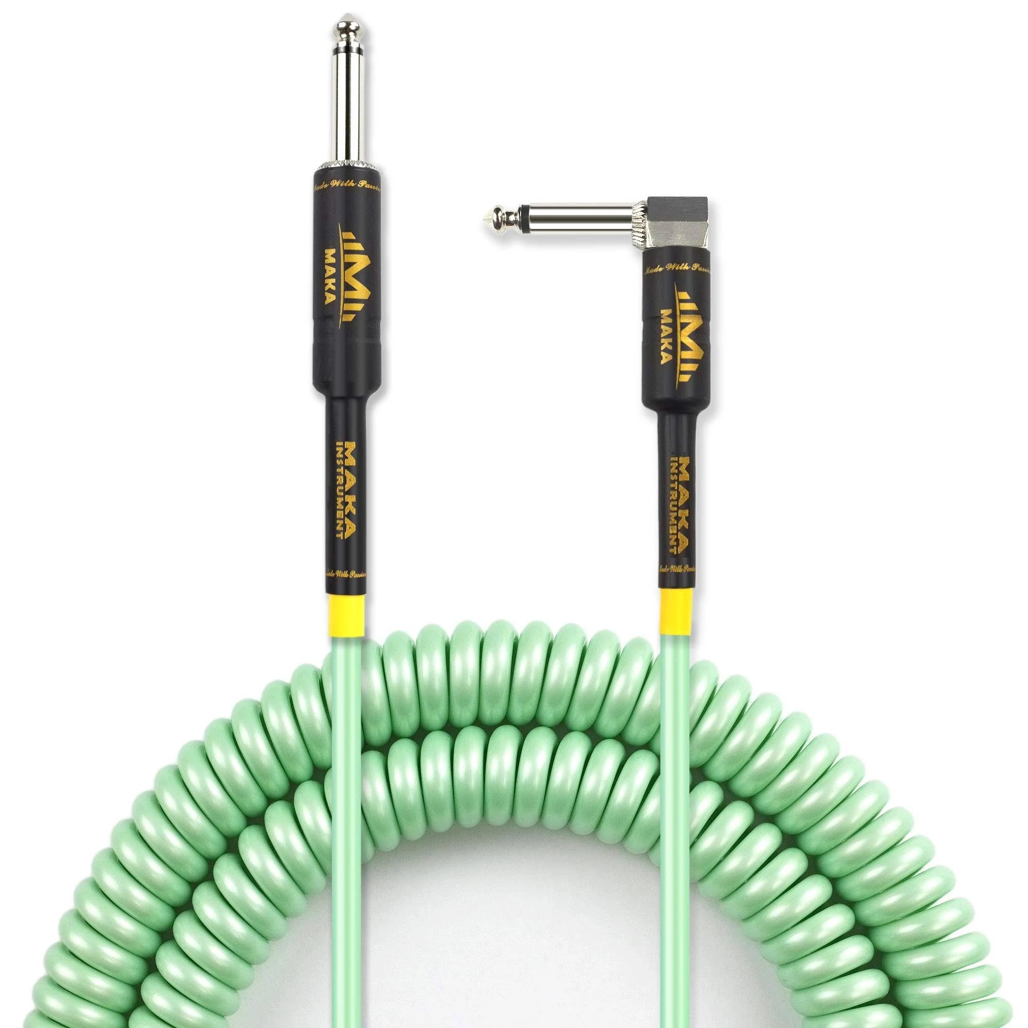 Exclusive MAKA Premium Guitar Coil Cable with Surf Green Elastomeric PVC Outer Jacket | Image