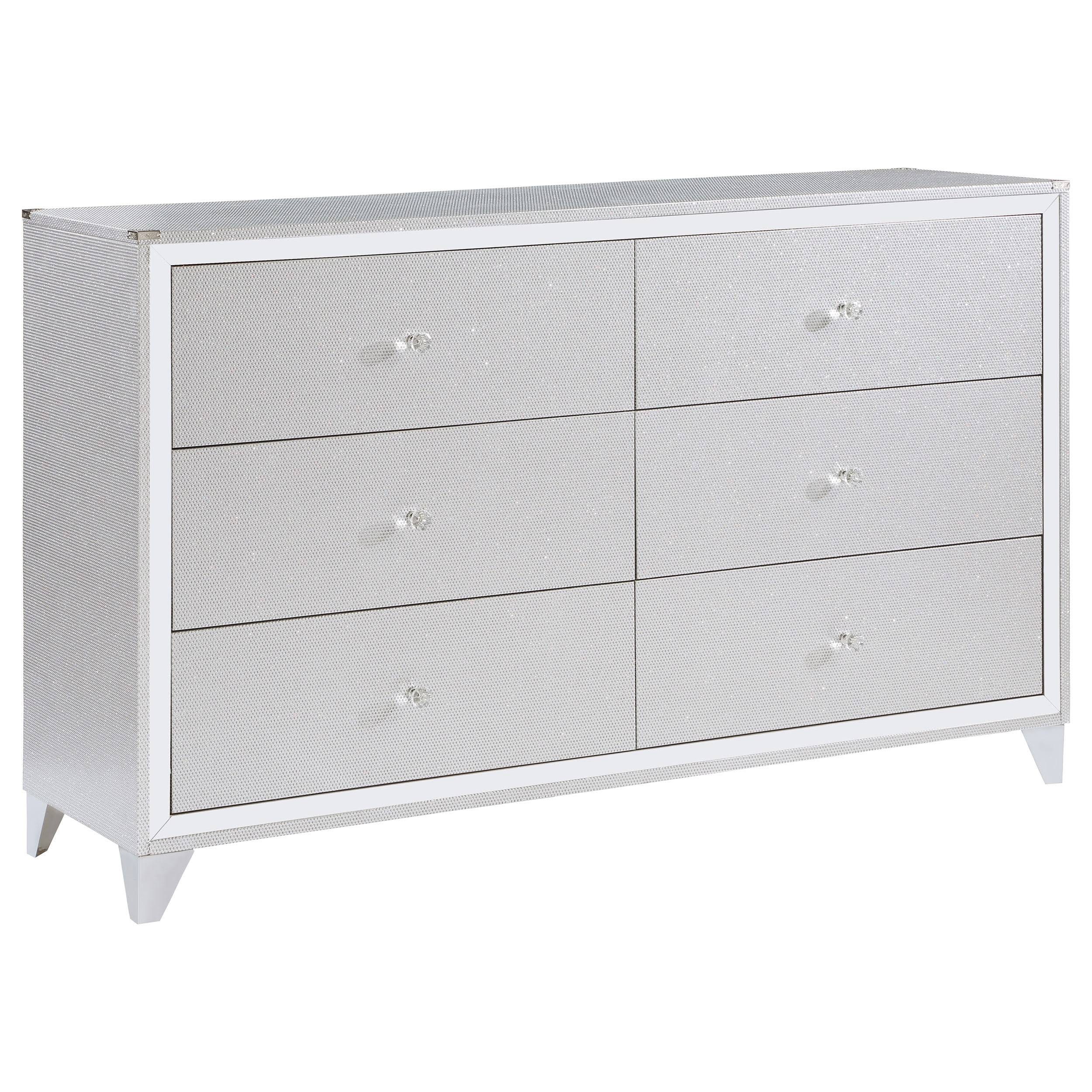 Contemporary 6-Drawer Tall Dresser in Silver | Image
