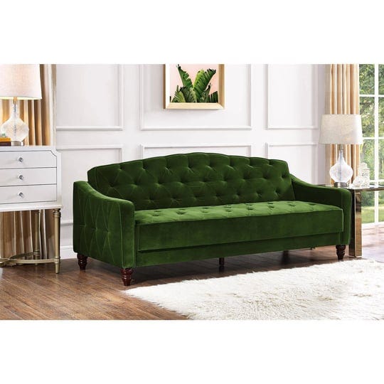 dorel-home-novogratz-vintage-tufted-sofa-sleeper-green-velour-1