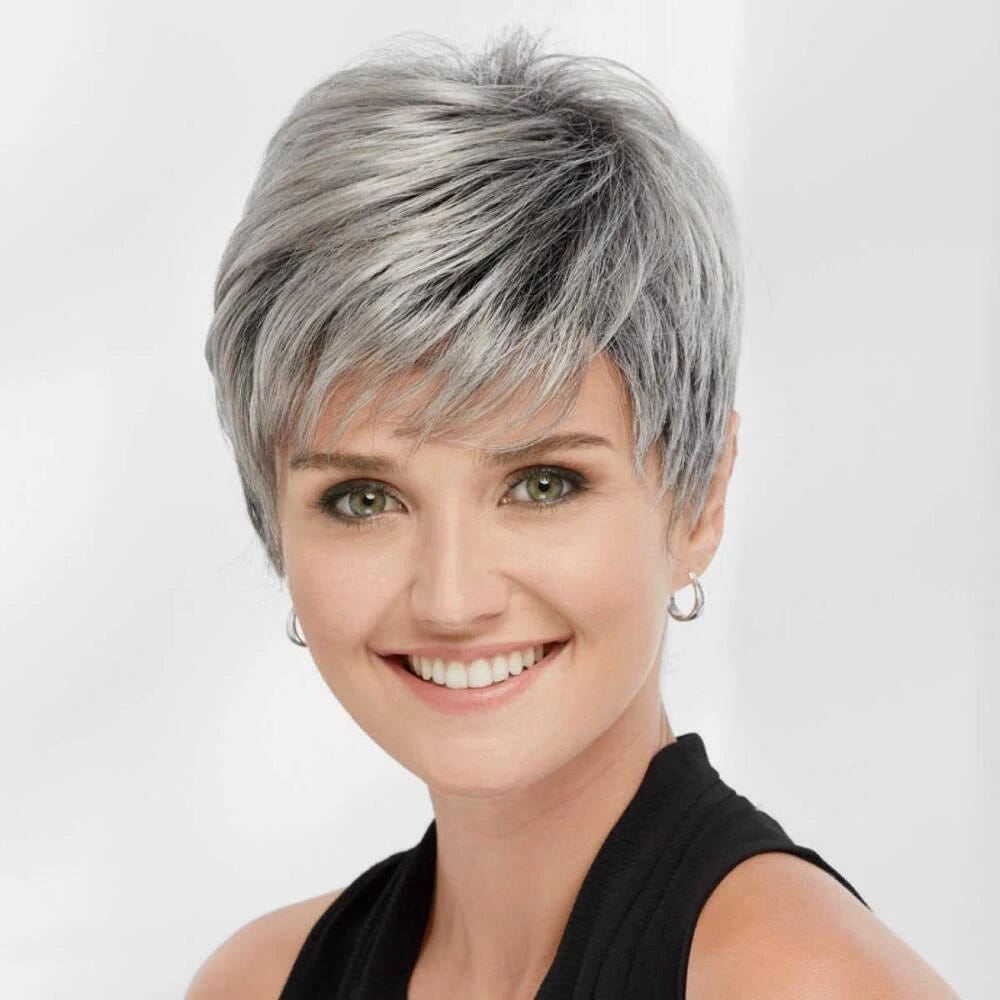 Luxurious Dark Brown Layered Pixie Wig | Image