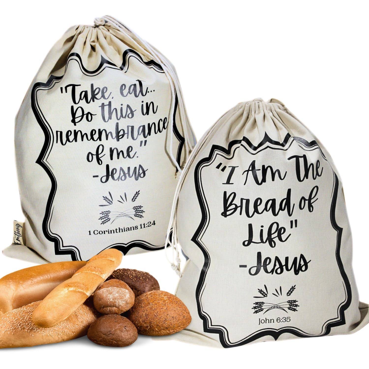 Reusable Linen Bread Bag with Scripture Gift for Bread Baking Enthusiasts | Image