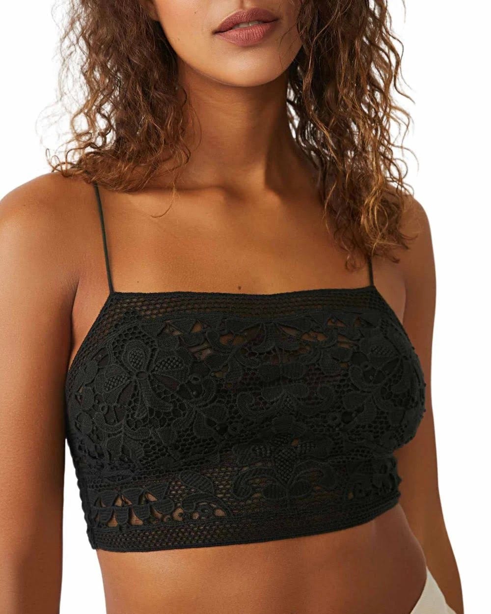 Chic Black Lace Bralette with Adjustable Straps | Image