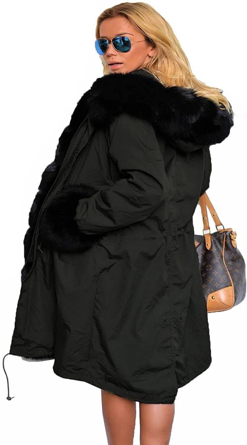 Warm Faux Fur Hooded Winter Parka for Women | Image