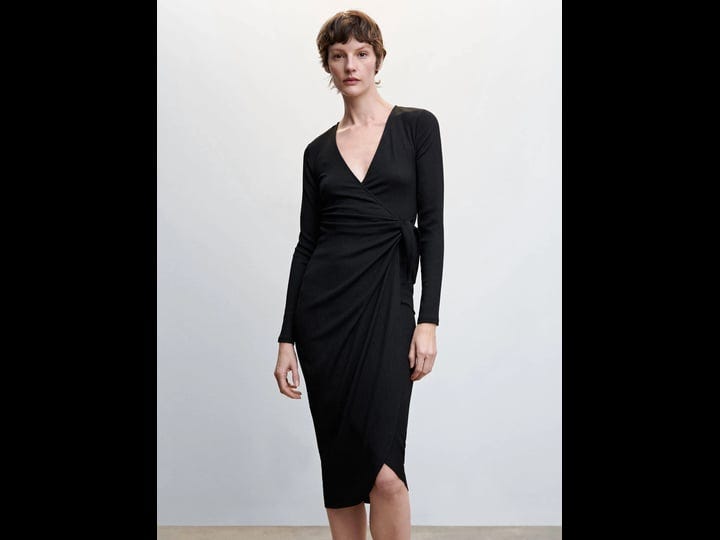 mango-bow-wrap-dress-black-0-women-1