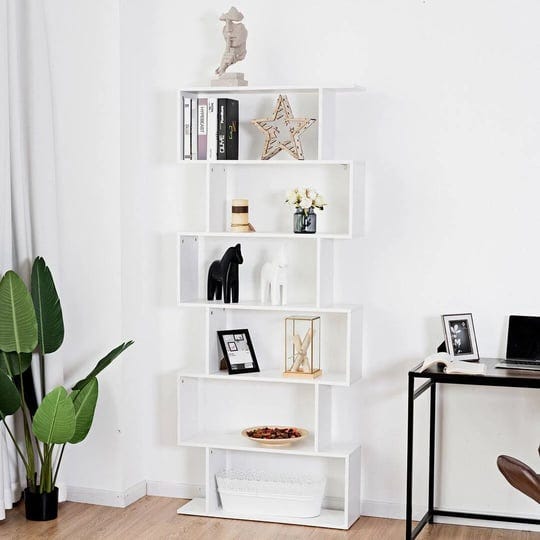 gymax-6-tier-s-shaped-bookcase-z-shelf-style-storage-display-modern-bookshelf-white-1