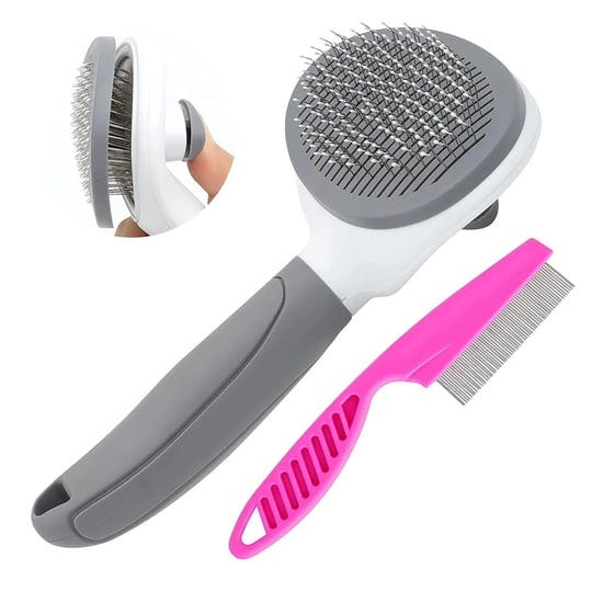 cat-brush-for-shedding-and-grooming-pet-self-cleaning-slicker-brush-with-cat-hair-comb-grey-1