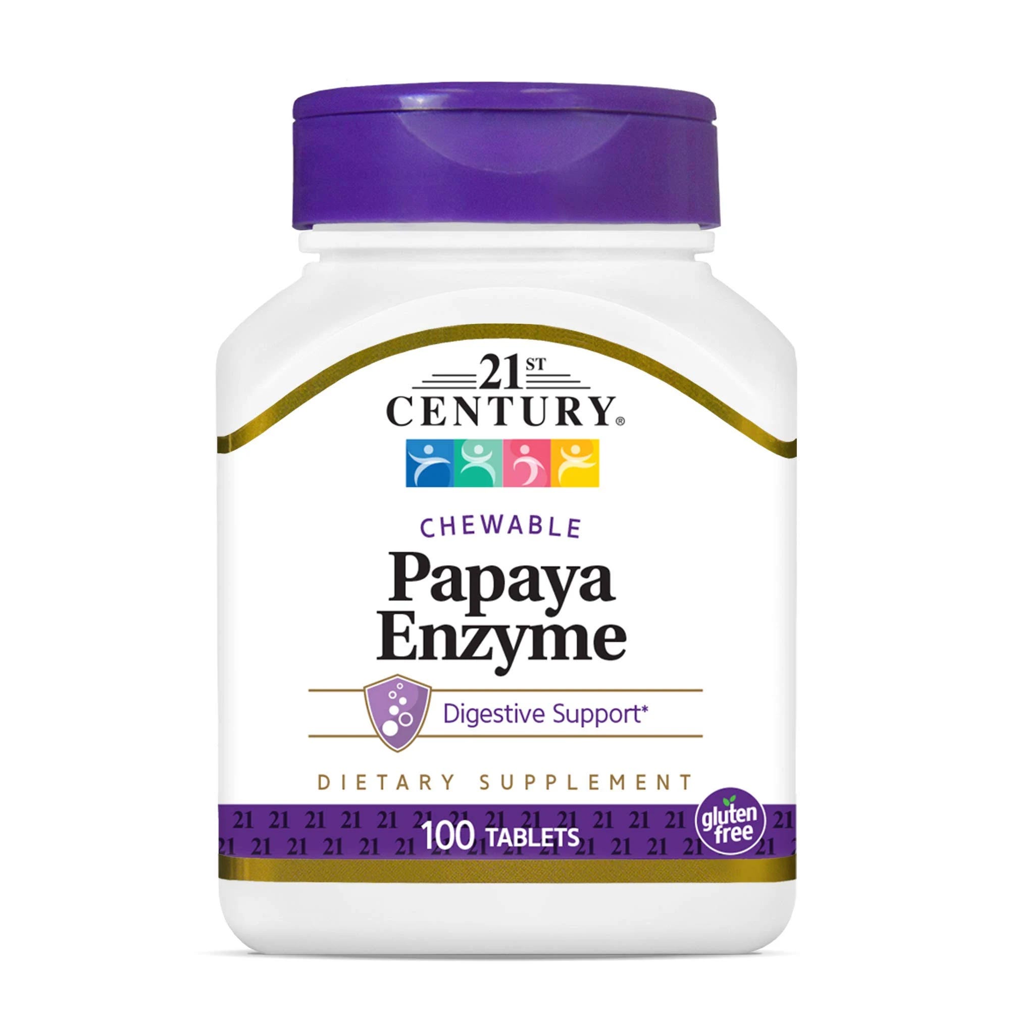 21st Century Chewable Papaya Enzyme - Delicious Digestive Support Tablets | Image