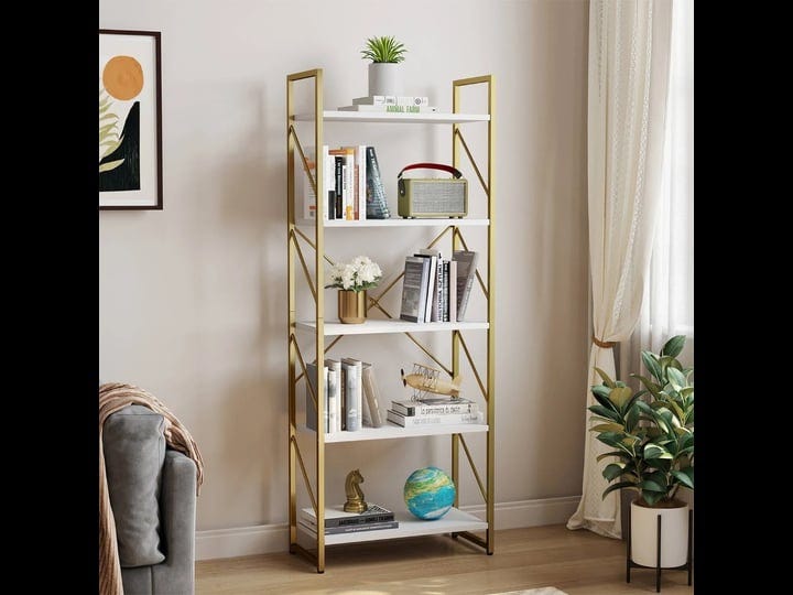 5-tier-storage-rack-modern-bookshelf-with-back-x-bar-and-shaped-side-design-in-gold-1