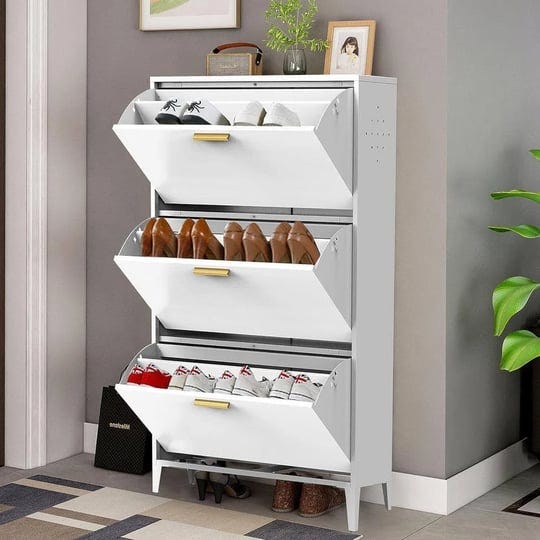 48-in-h-x-28-in-w-white-steel-3-drawers-shoe-storage-cabinet-freestanding-shoe-rack-storage-organize-1