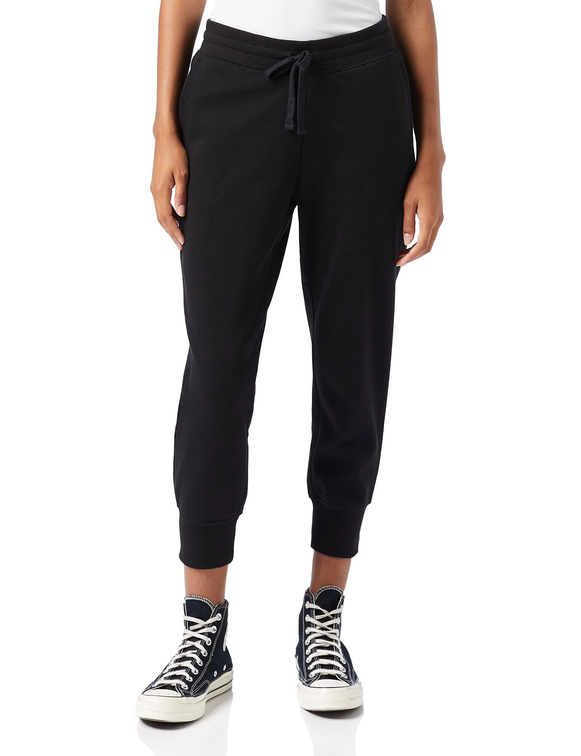 Affordable, Comfortable Black Fleece Capri Joggers for Women | Image