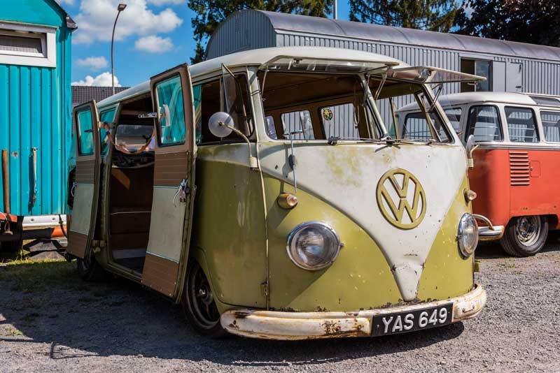 tough looking mango bus basking in the sun