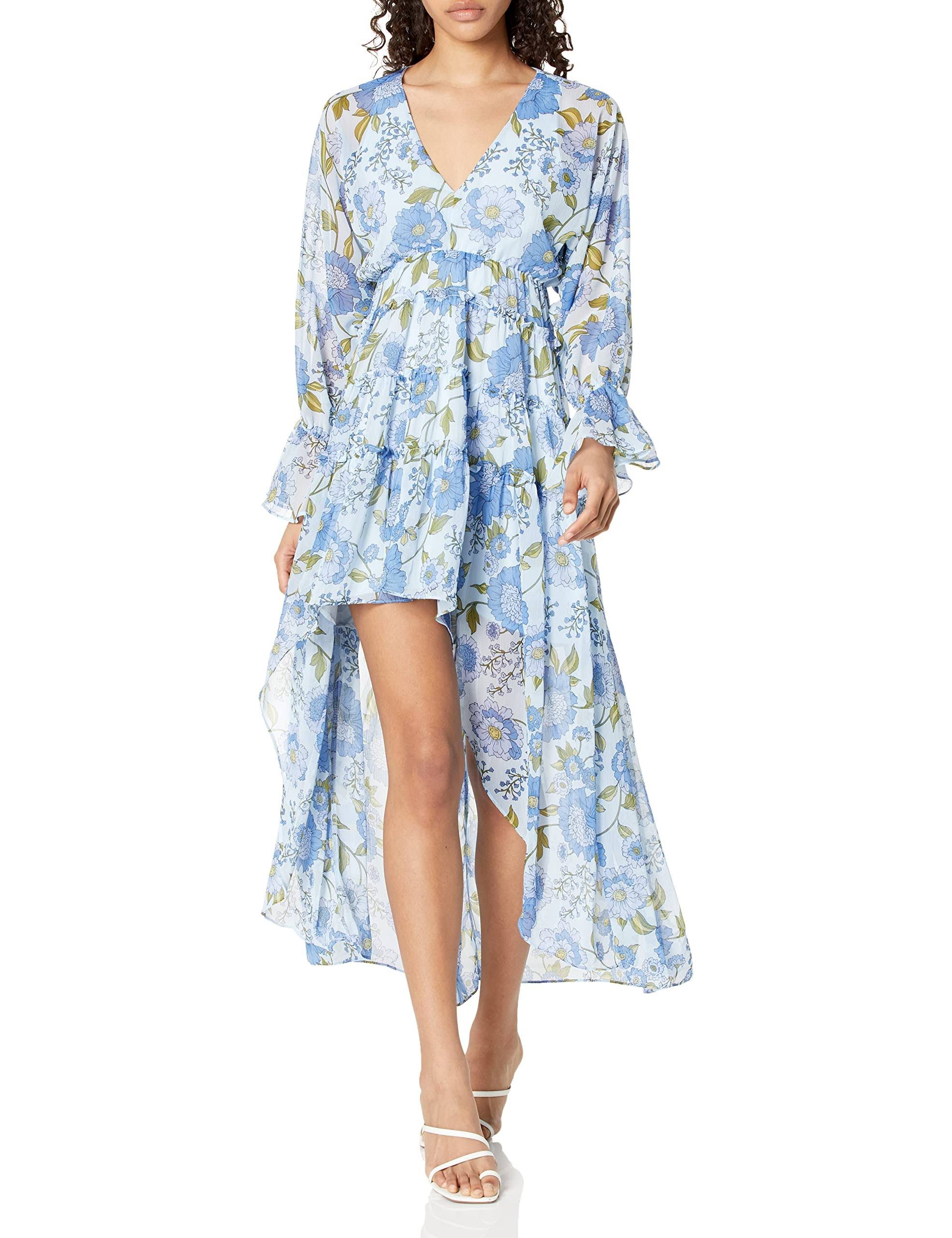 Steve Madden Vintage Blue Floral Long Sleeve Maxi Dress | Image