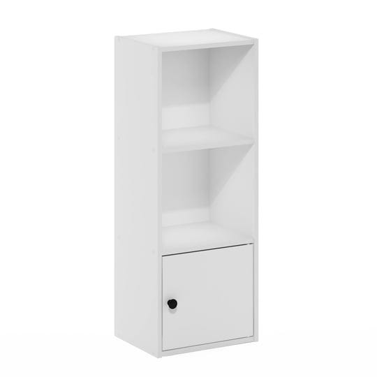 furinno-luder-3-tier-shelf-bookcase-with-1-door-storage-cabinet-white-1