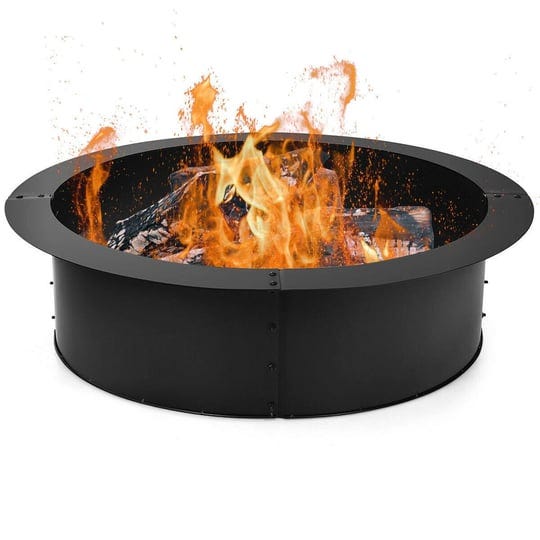 costway-36-inch-round-steel-fire-pit-ring-liner-diy-wood-burning-insert-1