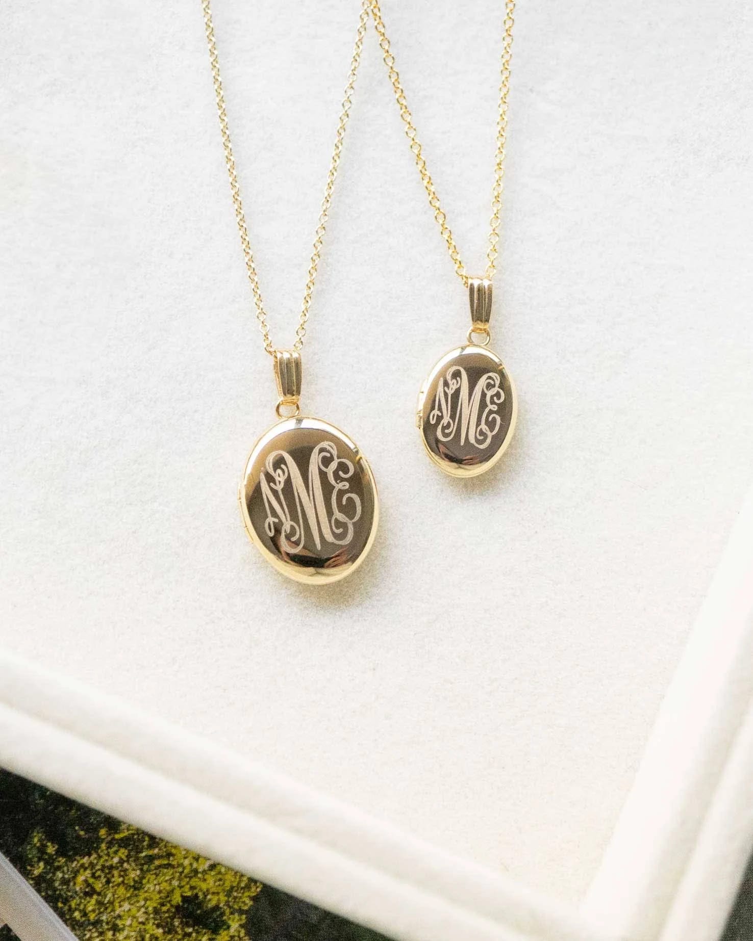 Monogram Oval Gold Filled Locket Pendant | Image