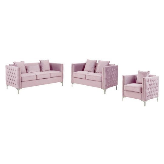 joel-3-piece-sofa-loveseat-and-armchair-living-room-set-pink-velvet-1