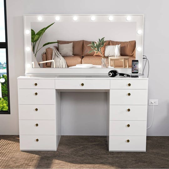 boahaus-makeup-vanity-table-11-drawers-mirror-lights-glass-top-white-gold-knobs-1