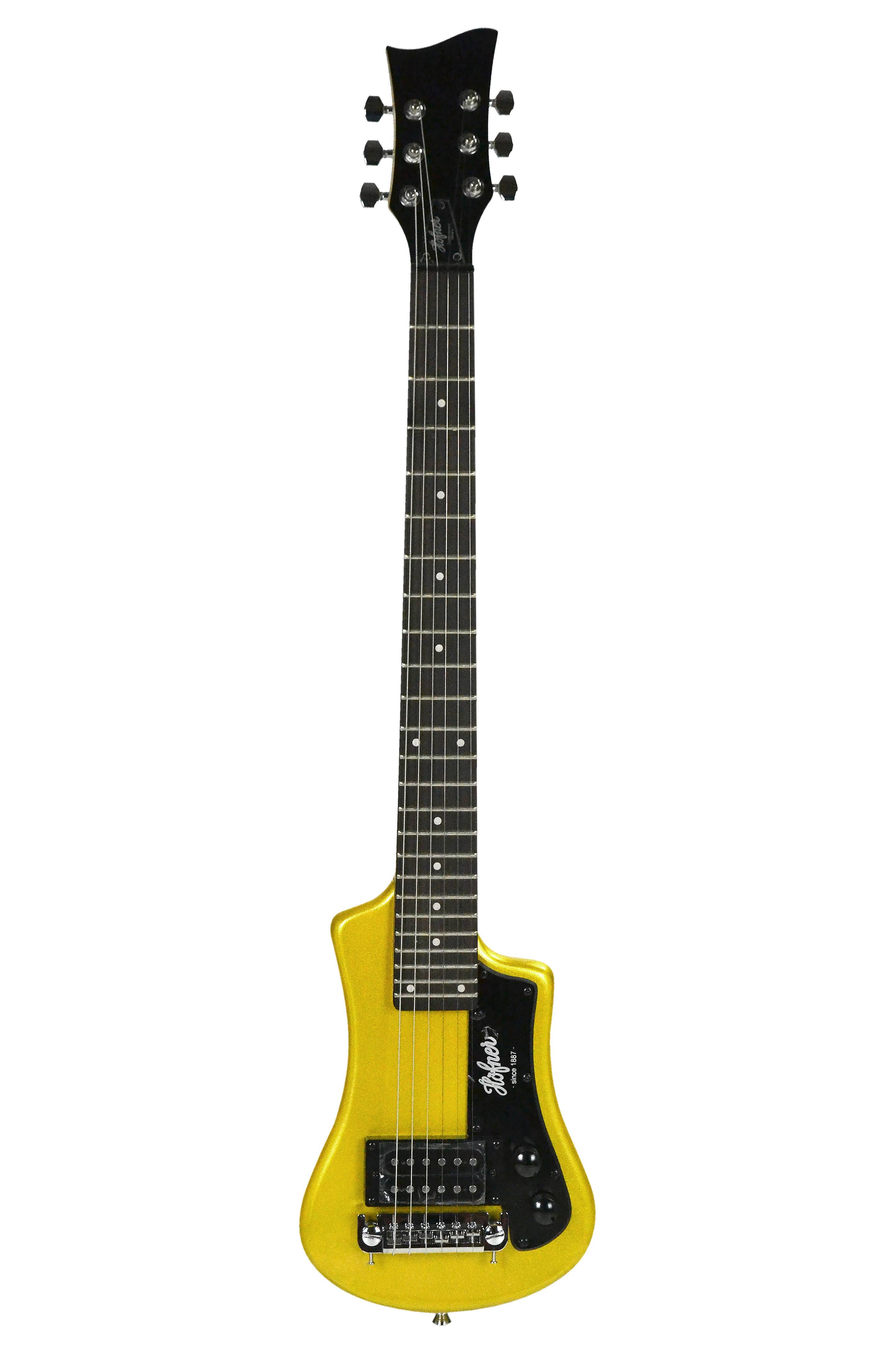 Hofner Shorty Travel Electric Guitar + Gig Bag - Gold Edition | Image