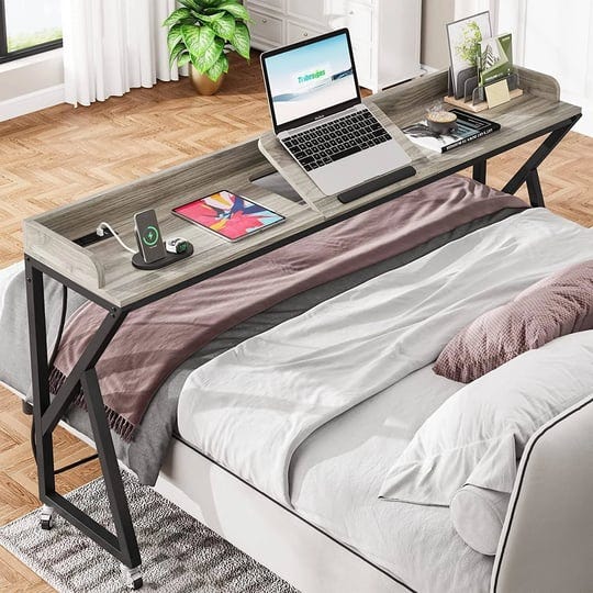 rolling-overbed-table-with-adjustable-tilt-board-ac-outlets-usb-grey-1