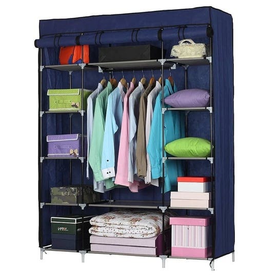 5-layer-12-compartment-non-woven-fabric-wardrobe-portable-closet-navy-blue-1