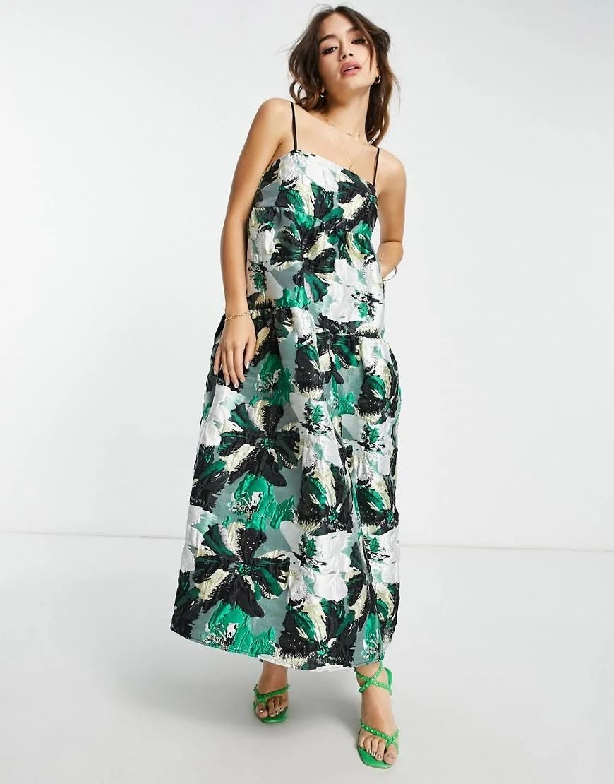 ASOS Edition Abstract Floral Jacquard Cami Midi Dress | Image