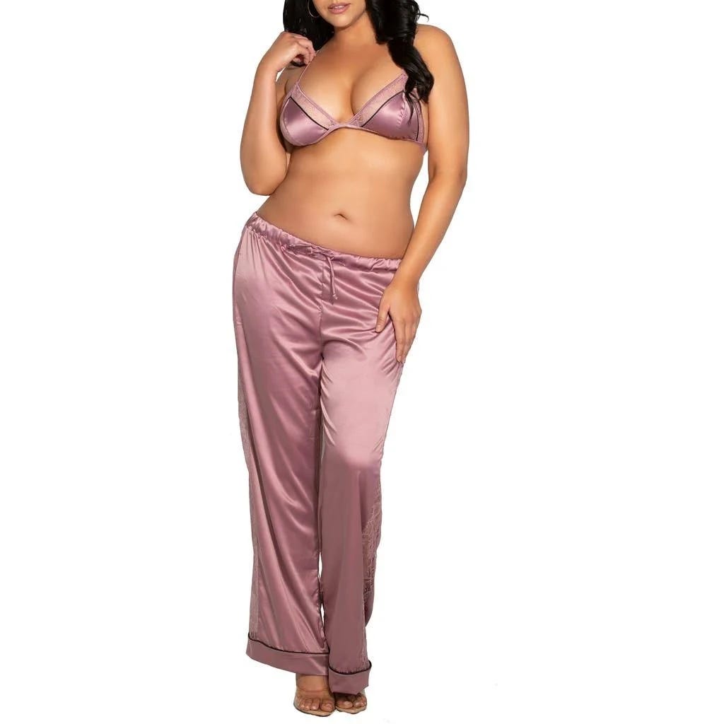 Satin Pant Set in Purple for Seksy Pajama Style | Image