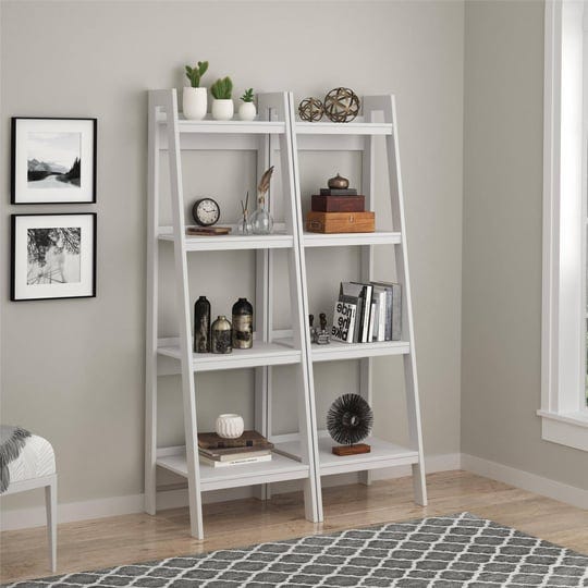 home-hayes-4-shelf-ladder-bookcase-bundle-white-silver-1