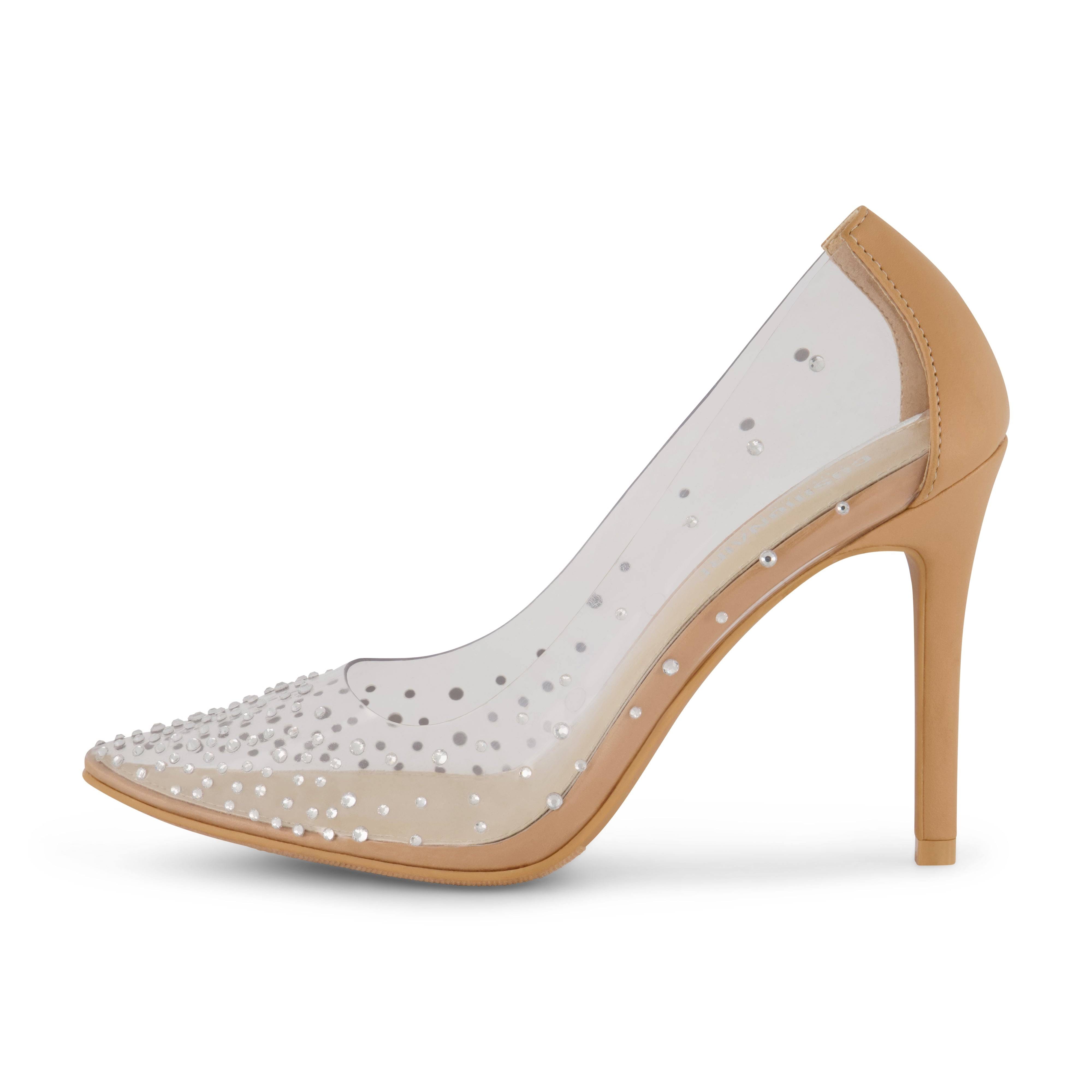 Glam Sparkly High Heels with Rhinestone Lucite Upper and Memory Foam Insole | Image