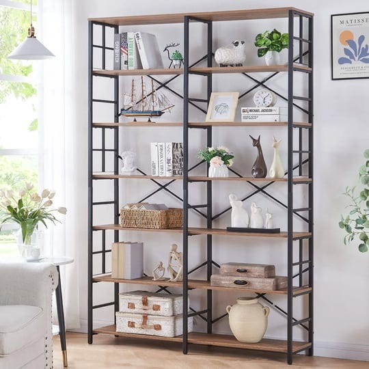 large-bookshelf-industrial-bookcases-double-wide-7-tier-bookshelftall-open-shelveswood-style-and-met-1