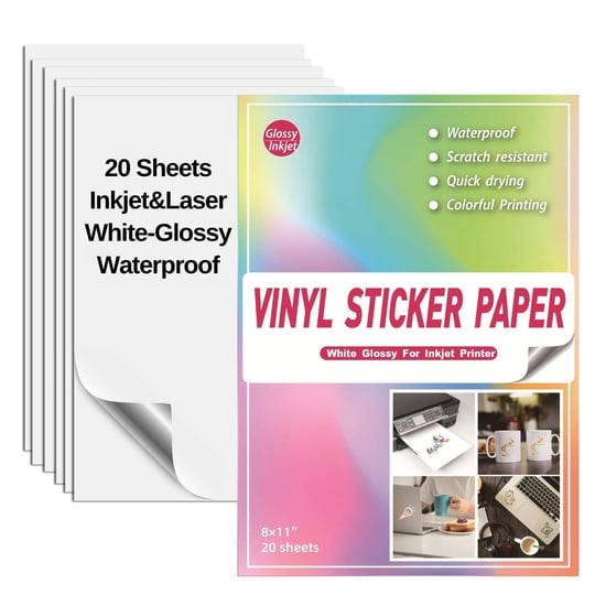 20-glossy-sticker-paper-cricut-for-inkjet-printer-waterproof-paper-printable-vinyl-white-decal-sheet-1