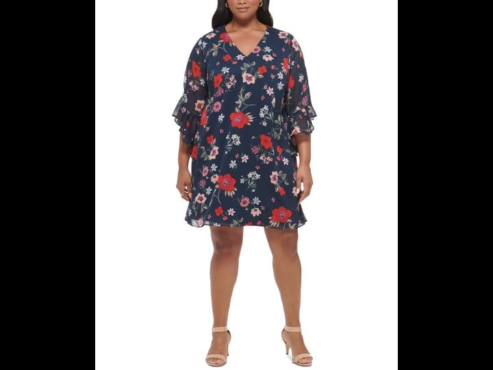 calvin-klein-plus-size-chiffon-3-4-sleeve-shift-dress-indigo-multi-size-20w-1