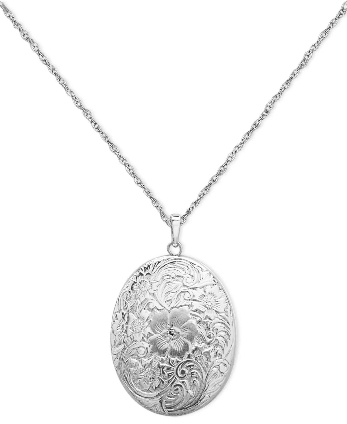 Macy's Engraved Sterling Silver Locket Necklace - Multi | Image