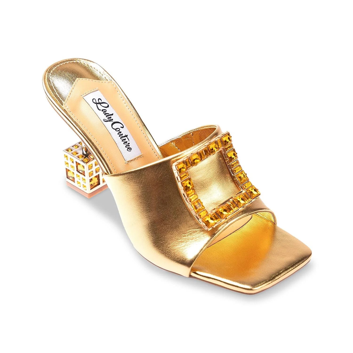 Lady Couture Metallic Sparkle Square Heel Sandals: The Perfect Fusion of Style and Comfort | Image