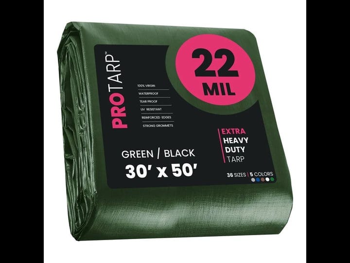 protarp-30-ft-x-50-ft-green-black-22-mil-heavy-duty-polyethylene-tarp-waterproof-uv-resistant-rip-an-1
