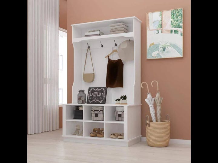 fufugaga-white-painted-hall-tree-with-bench-and-storage-cubbies-double-sided-white-triamine-1