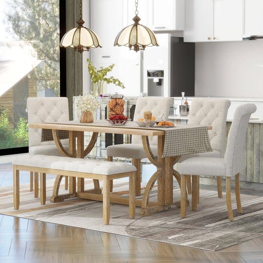 merax-6-pieces-wood-dining-table-set-with-bench-retro-rectangular-table-with-unique-legs-and-4-uphol-1