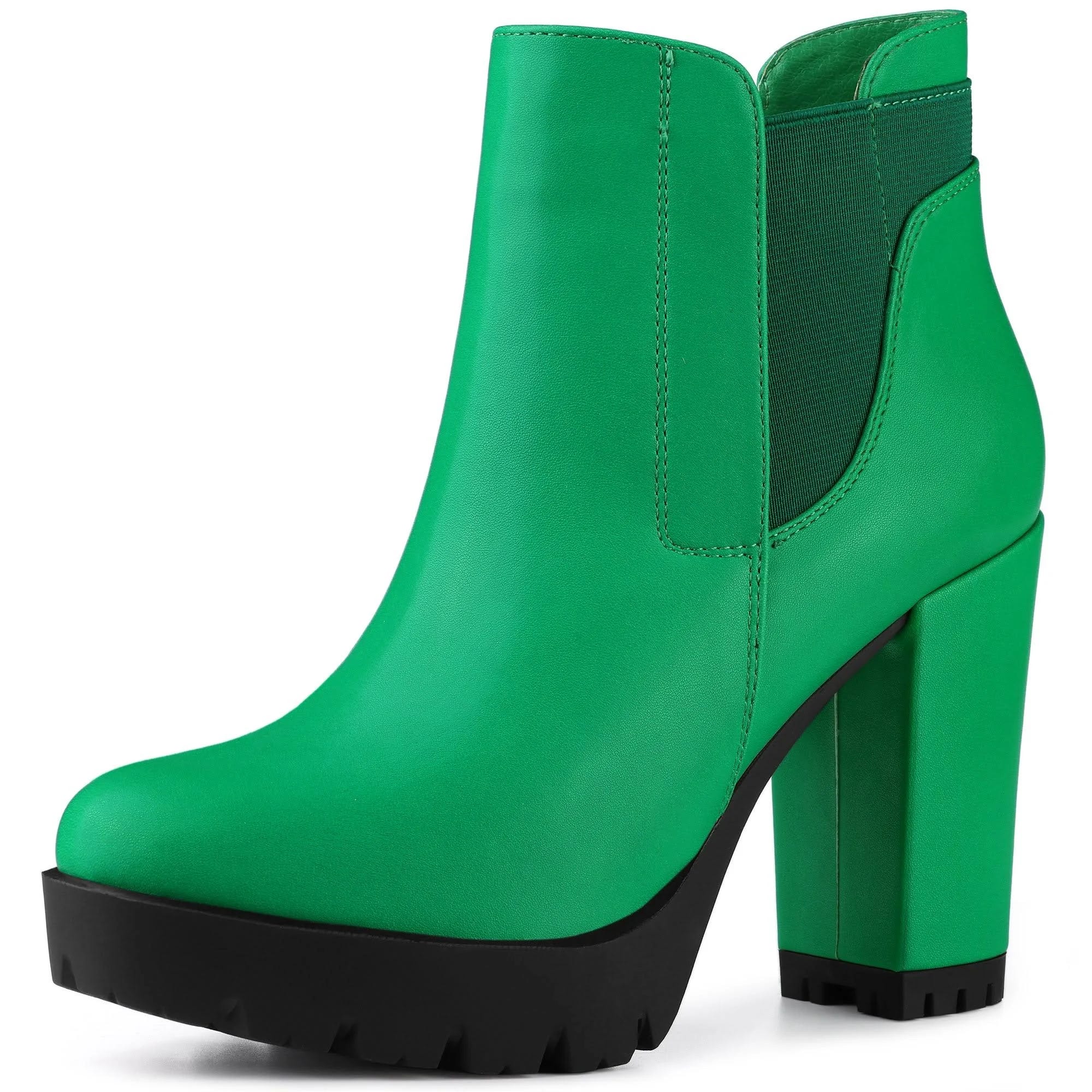 Green High Heel Platform Chelsea Boots | Image