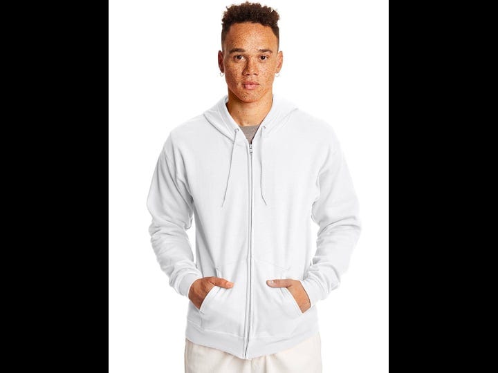 hanes-ecosmart-mens-full-zip-fleece-hoodie-white-m-1