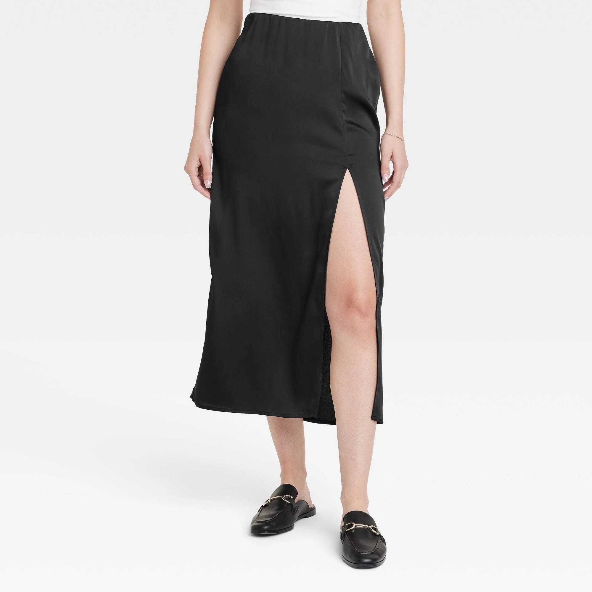 Comfortable A-Line Maxi Slip Skirt with Full-Elastic Waistband | Image