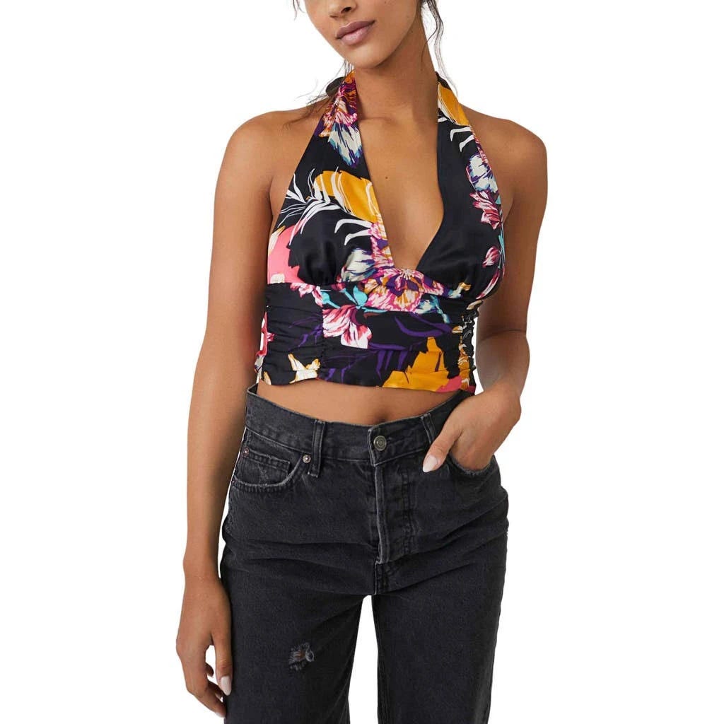 Black Free People Seraphina Halter Top (Large) | Image