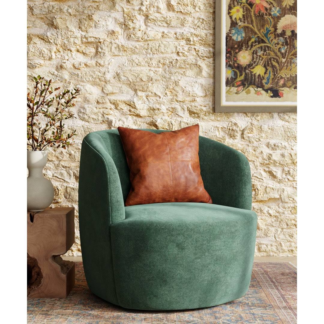 Light Green Velvet Swivel Barrel Chair | Image