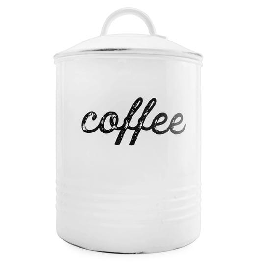 auldhome-enamelware-white-coffee-canister-rustic-distressed-style-tea-storage-for-kitchen-1