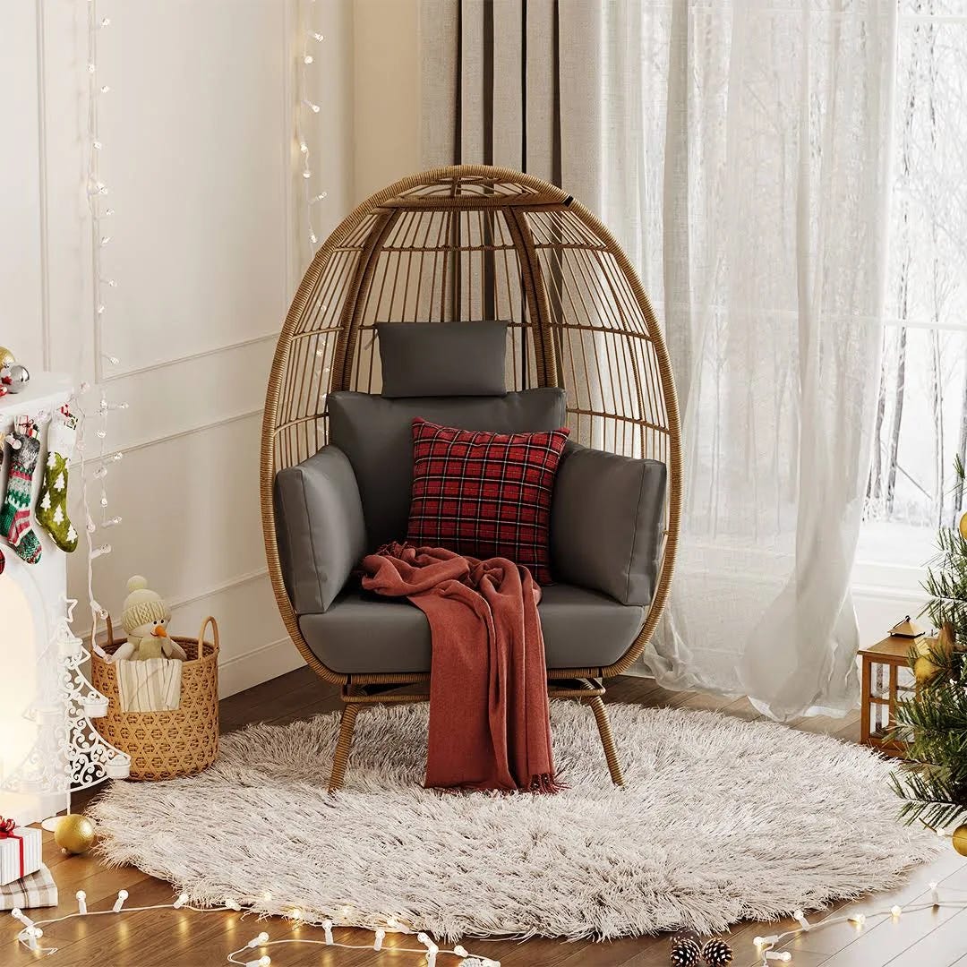 Oversized Lounger Basket Chair with Removable Cushions | Image