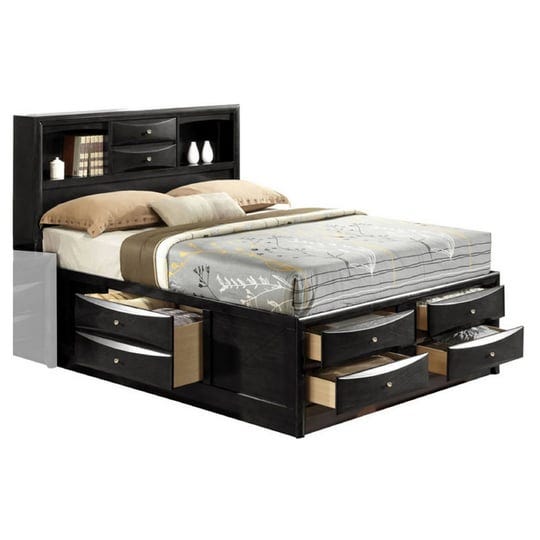 panel-design-eastern-king-size-bed-with-bookcase-and-drawers-black-1