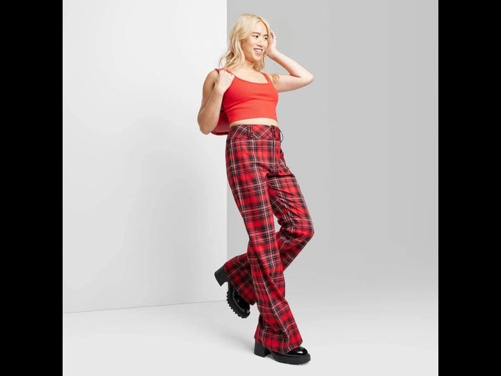 womens-high-rise-flare-pants-wild-fable-dark-red-plaid-00-1
